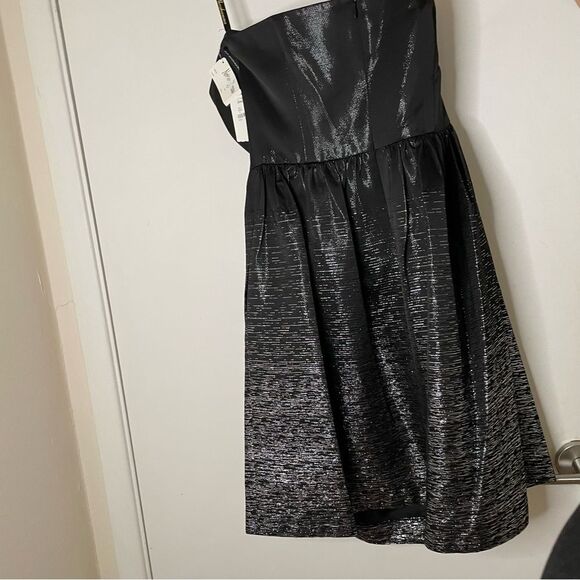 NWT Shoshanna coctail black mettalic strapless mini fit flare Dress… - Picture 14 of 14